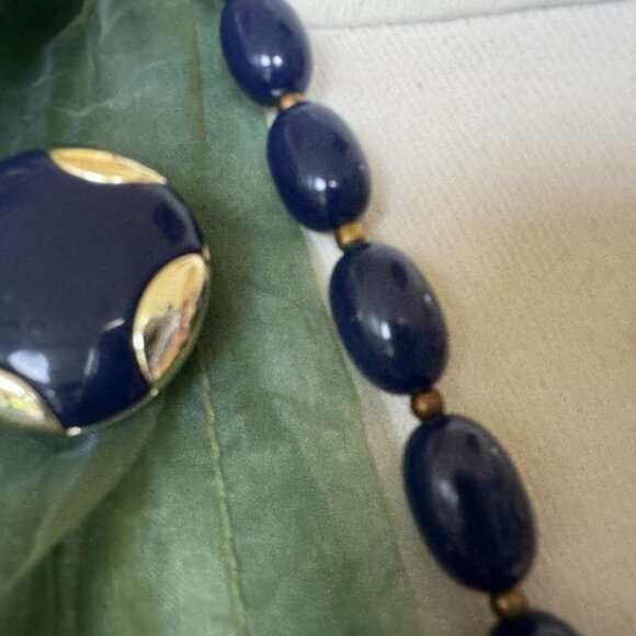 Vintage 1930s,Woman,Necklace+Polka Dot Earrings Style Blue Glass Bead.! - Picture 4 of 11